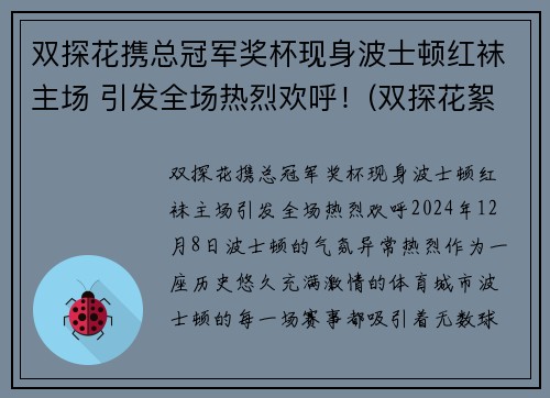 双探花携总冠军奖杯现身波士顿红袜主场 引发全场热烈欢呼！(双探花絮)
