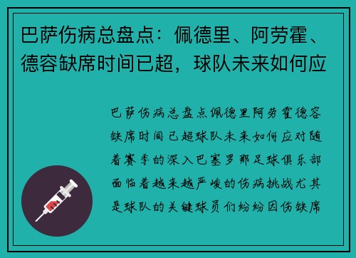 巴萨伤病总盘点：佩德里、阿劳霍、德容缺席时间已超，球队未来如何应对？